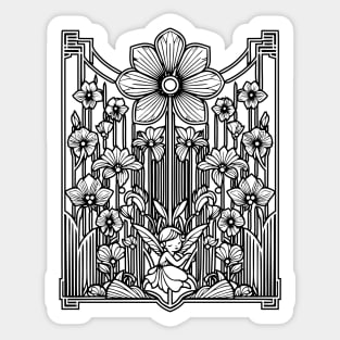 Flowers with a Fairy Art Deco Sticker